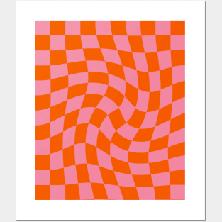 Twirl Checkerboard pink pattern Posters and Art